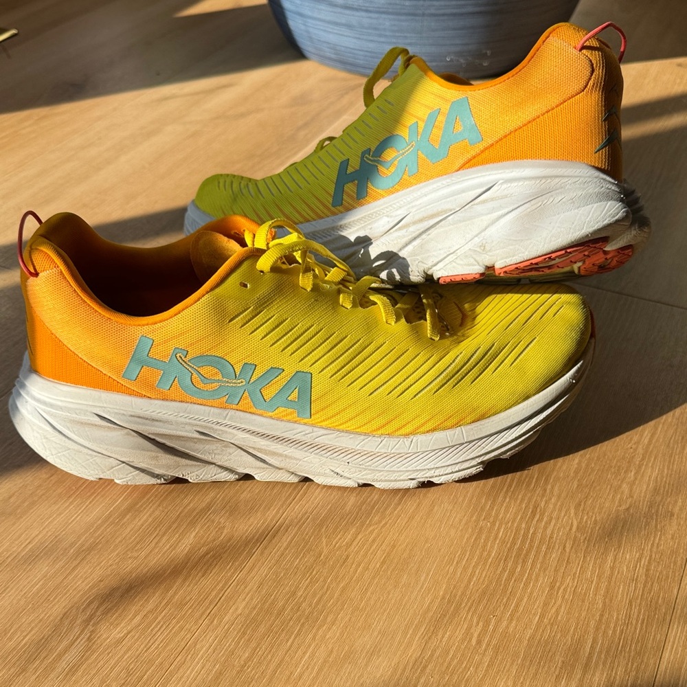 Hoka Yellow and Orange Rincon 3